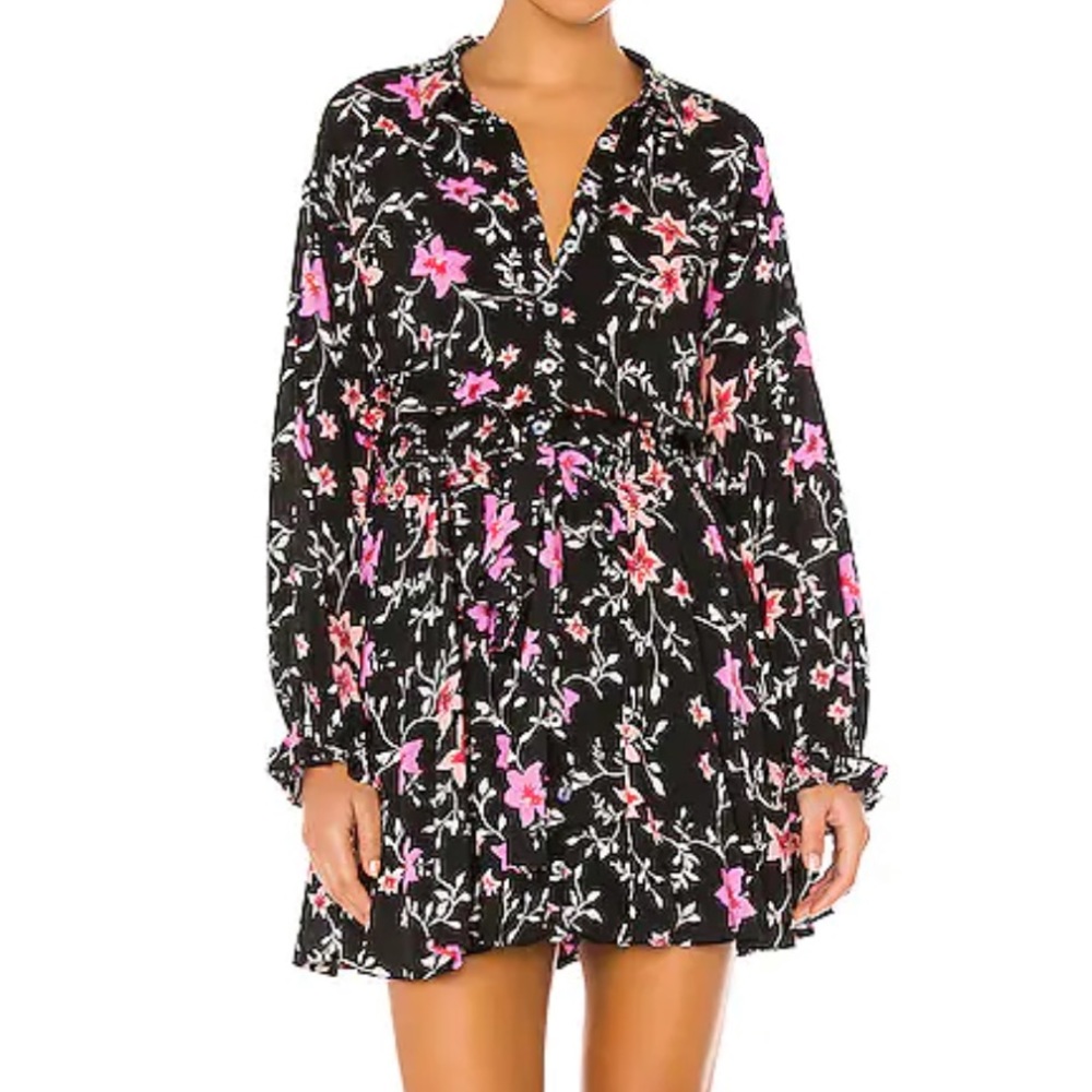 Free People Lighten Up Mini Dress Black Combo